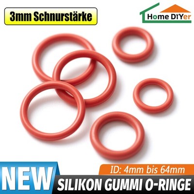 Silikon O Ring ID 4 - 64mm Schnurstärke 3mm VMQ Dichtungsringe, Lebensmittelecht