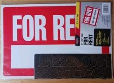 2ea of Cosco -FOR RENT- Lg Plastic Sign -Size 8 x 12 w/ Vinyl Numbers -NEW