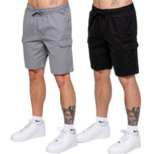 Kruze Mens Shorts Cargo Combat Cotton Chino Summer Half Pants Elasticated Waist