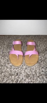 Crocs: Women s Pink Strappy Slide-on Sandals Size 9