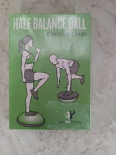 HALF BALANCE BALL EXERCISE CARDS STRETCHES GUIDE GOAL CALENDAR by NEW ME FITNESS