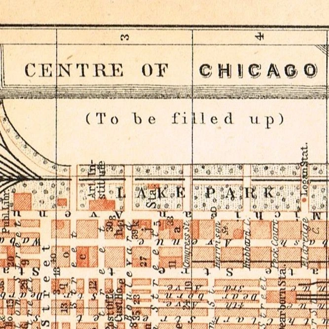 CHICAGO  Lake Park Antique map  1904 Original  Map City Plan  U.S.A - Image 3 of 4