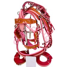 Genuine Pink Leather Single Horse Driving Harness set Soft Padded Full Cob Pony
