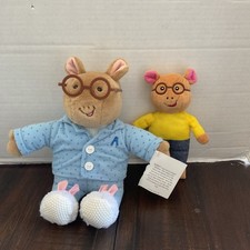 Arthur 1995 EDEN 14" Plush Pajamas Marc Brown Stuffed Aardvark Thermal Vintage