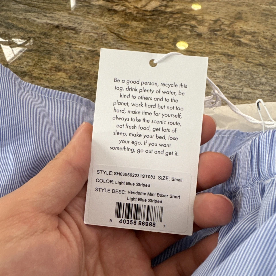 Sporty & Rich Light Blue Striped Vendome Mini Boxer Short Small - Image 2 of 3