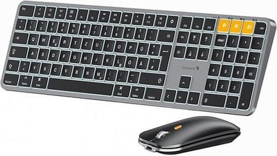 ProtoArc KM100-A - Kabellose Bluetooth-Tastatur mit Maus für Mac, Retro-Beleuchtung