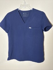 FIGS Technical Collection Women's Scrub Top Small Navy Blue