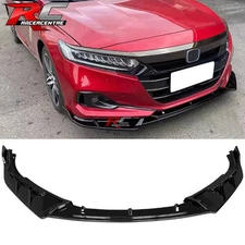 Fit 21-22 Honda Accord IKON V3 Gloss Black Front Bumper Lip Spoiler PP 3PCS