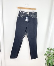 Universal Thread Mid Rise 80s Slim Black Denim Faux Leather Pants Women  s 6 New