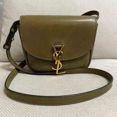 Saint Laurent YSL Kaia  Khaki Small Leather Shoulder Bag Crossbody Used Japan
