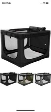 Collapsible Travel Dog Crate for Large Dogs Chew-Proof Mesh 106*78*78cm black