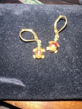JOAN RIVERS CLASSICS PIERCED EARRINGS GOLD TONE W/ ENAMEL TURTLE