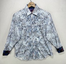 Robert Graham Long Sleeve Flip-Cuff Button Up Shirt Mens M Blue Abstract Print