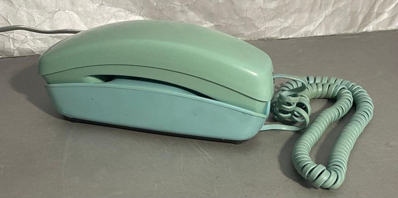 Western Electric Trimline Push Button Phone Turquoise Blue Vintage