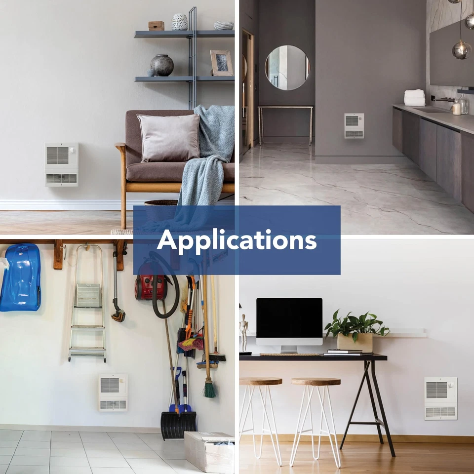 Broan-NuTone 9815WH High Capacity Wall Heater Adjustable t,1500W,120/240V, White - Image 2 of 4