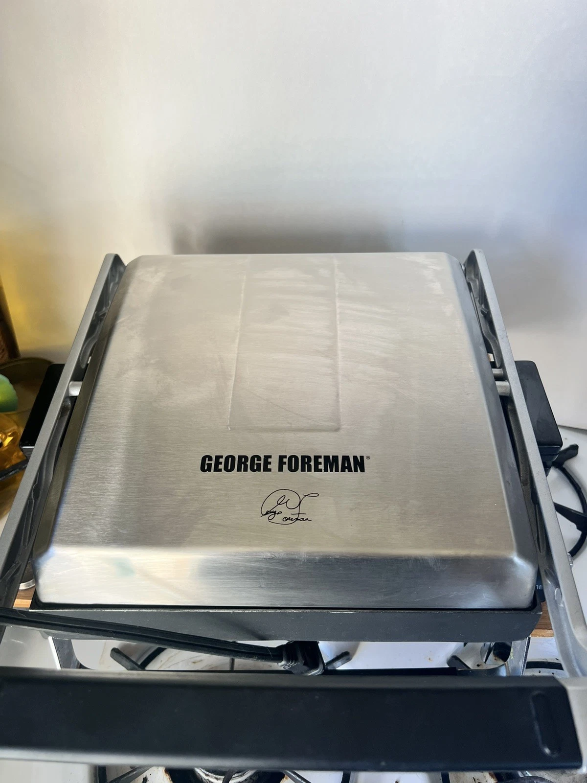 George Foreman Electric 6 Serving Stainless Steel Grilling Machine W Timer Works
