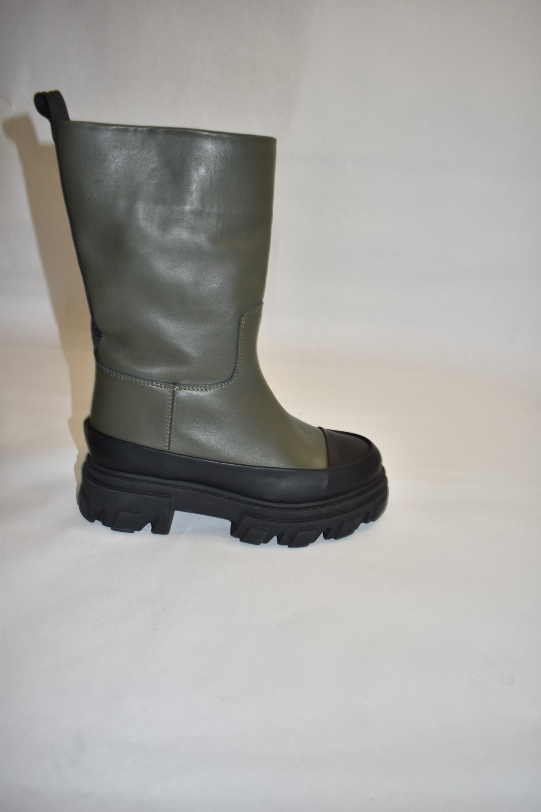 New! GANNI Leather Tubular Boots Green Size 7 US 37 EU image 3