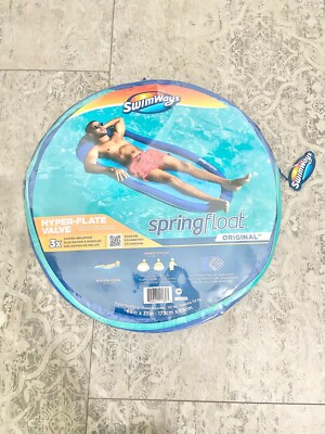 SwimWays Original Spring Float Inflatable Pool Lounger with Hyper-Flate Valve