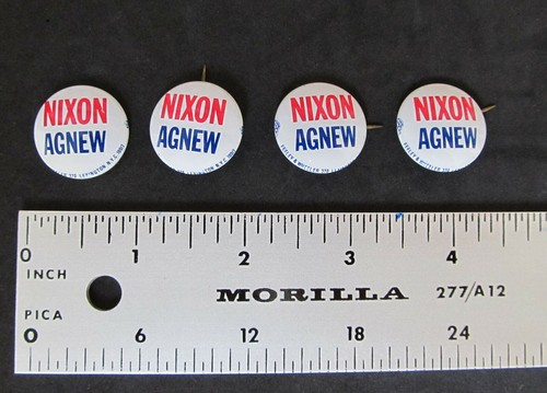 NIXON AGNEW CAMPAIGN PIN BUTTONS | Set of 4 - Picture 2 of 2