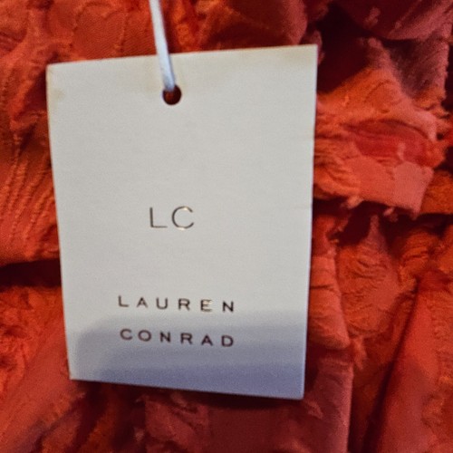 LAUREN CONRAD WOMENS ONE SHOULDER TIERED RUFFEL CORAL DRESS SZ L - Picture 5 of 9