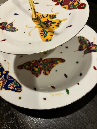 Dawn Oman Two Tier Plate Yellowknife Canada With Butterflies First Nations Art - Picture 5 of 7