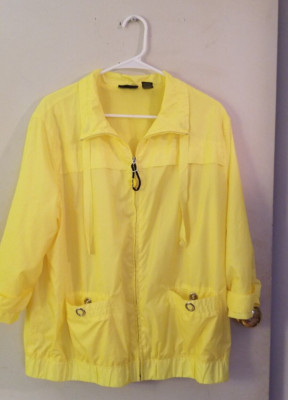 New York & Company Comfort Zone Yellow Women's Lined Wind Breaker Jacket Size XL