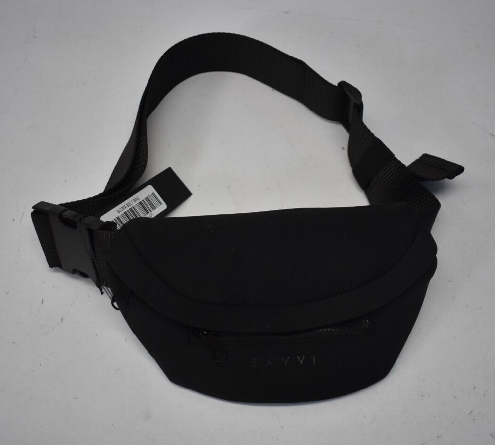 Savvi Black Scuba Belt Bag with Zip Pocket - Waist or Chest Pack in Durable Polyester  