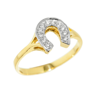 Damen-Hufeisenring mit goldenen Diamanten besetzt (erhältlich in gelb/rose/weiß)