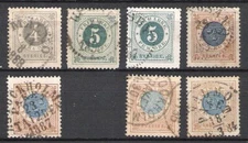 SWEDEN 1878-86 NUMERALS/CROWN IN CIRCLE USED LOT OF 7 (JF)