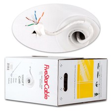 CAT6 1000FT UTP Cable Solid 23AWG White 550MHz Network Ethernet Bulk Wire LAN