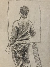 Beau Dessin Fusain Femme Cours Homme Jean Dreyfus Stern 1930 Art Ancien Peintre