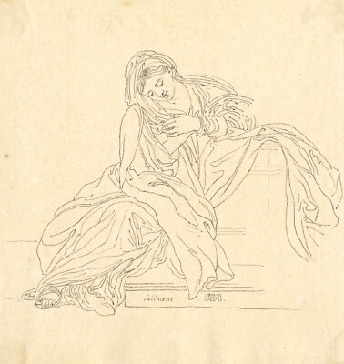 John White Abbott Feder & Tusche Zeichnung um 1805 Madonna nach Francesco Solimena