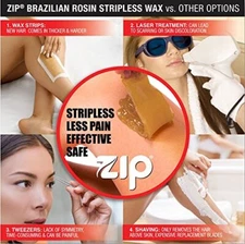 Zip Wax Hair Removal Beeswax 7 oz Strip Free Wax for Sensitive Skin Home Use