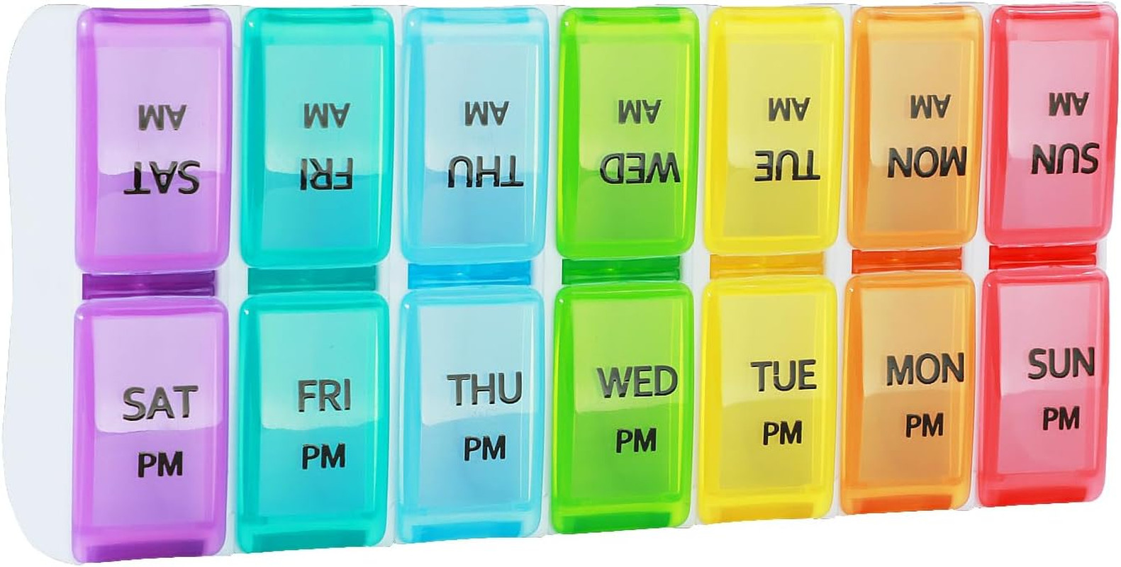 Tablettenbox 7 Tage 2 Fächer Morgens Abends, Groß Abnehmbar Pillendose Medikamen