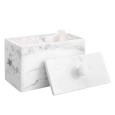 Cotton Swab Holder, Qtip Holder Dispenser with Lid, 2 Compartments Cotton Bal...