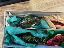 Old World Christmas 4" Blown Glass Fish Ornaments- Lot Of 5
