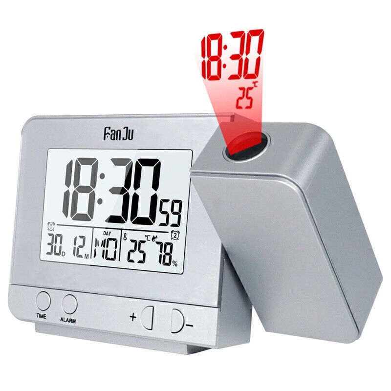 Projection LED Digital Snooze Alarm Clock Weather Thermometer Humidity Monitor
