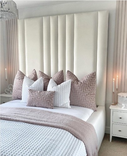 Luxury Sleigh Bed – Bed Frame 80” Liner Floor Standing Headboard | Ottoman Bed - Picture 1 of 7