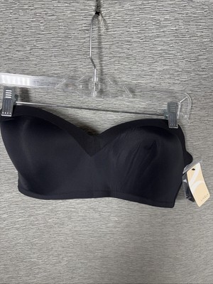 NWT Lively Wireless Lightly Lined Deep V Plunge Bra Jet Black Size 38C