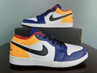 Nike Air Jordan 1 Low Royal Blue/Yellow Men's Size 9.5 553558-123 | eBay
