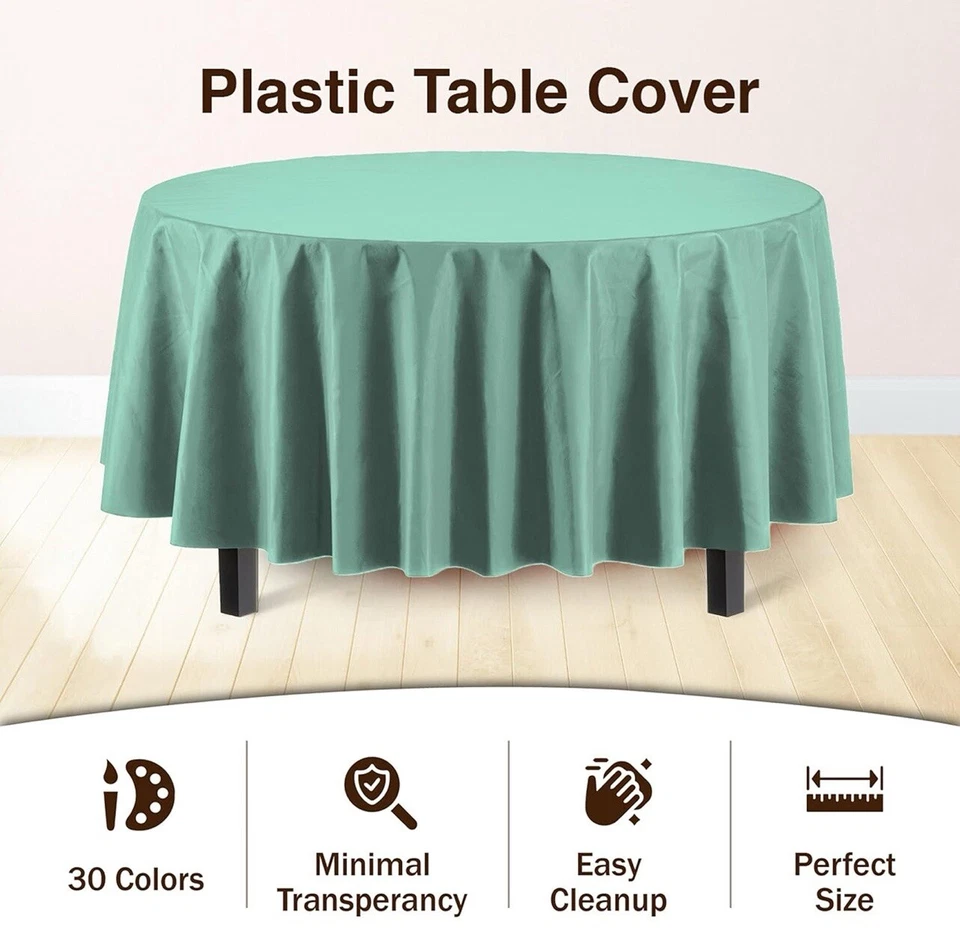 Fresh Mint Plastic Round Tablecloth 82" Green Party Decorations & Supplies - Image 2 of 3