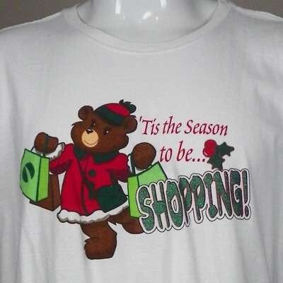 Tis The Season To Be Shopping T-Shirt  Women's 18/20 Christmas Bear Sparkle