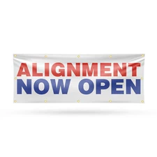 Alignment Now Open Vinyl Banner Sign with Metal Grommets Heavy-Duty