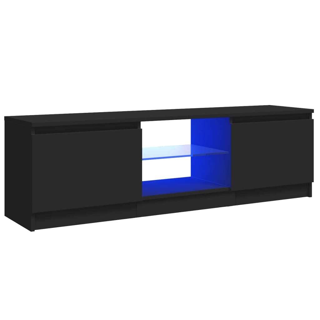 Meuble TV noir LED de 120cm et meuble de rangement bas de salon
