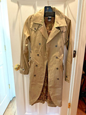 Oakley Double Breasted Tan Lined Trench Coat Size Xs