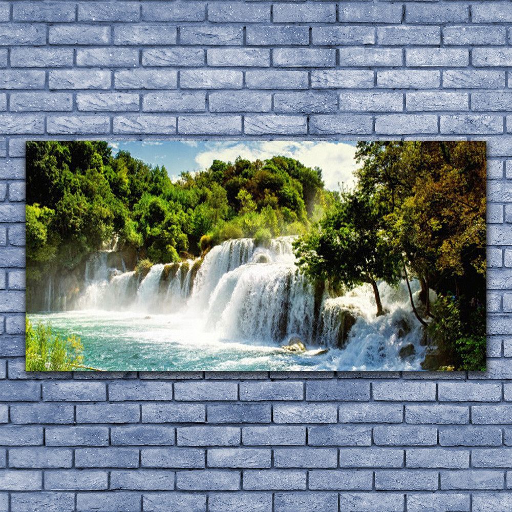 Image sur verre Nature Arbres Cascade 140x70 pour un salon apaisant