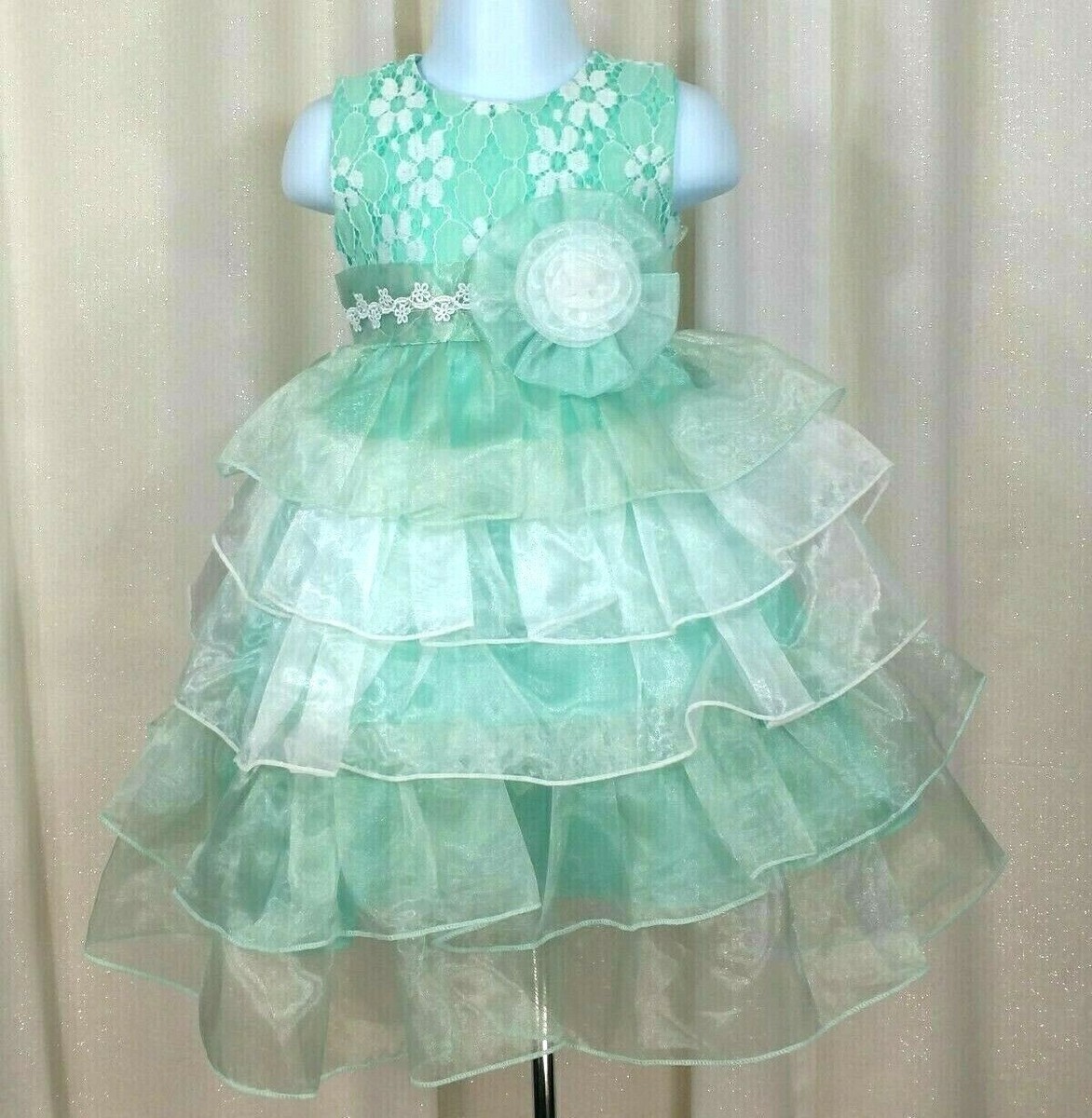 Lace Flower Girl Dress Princess Birthday Party Pageant Gown Size