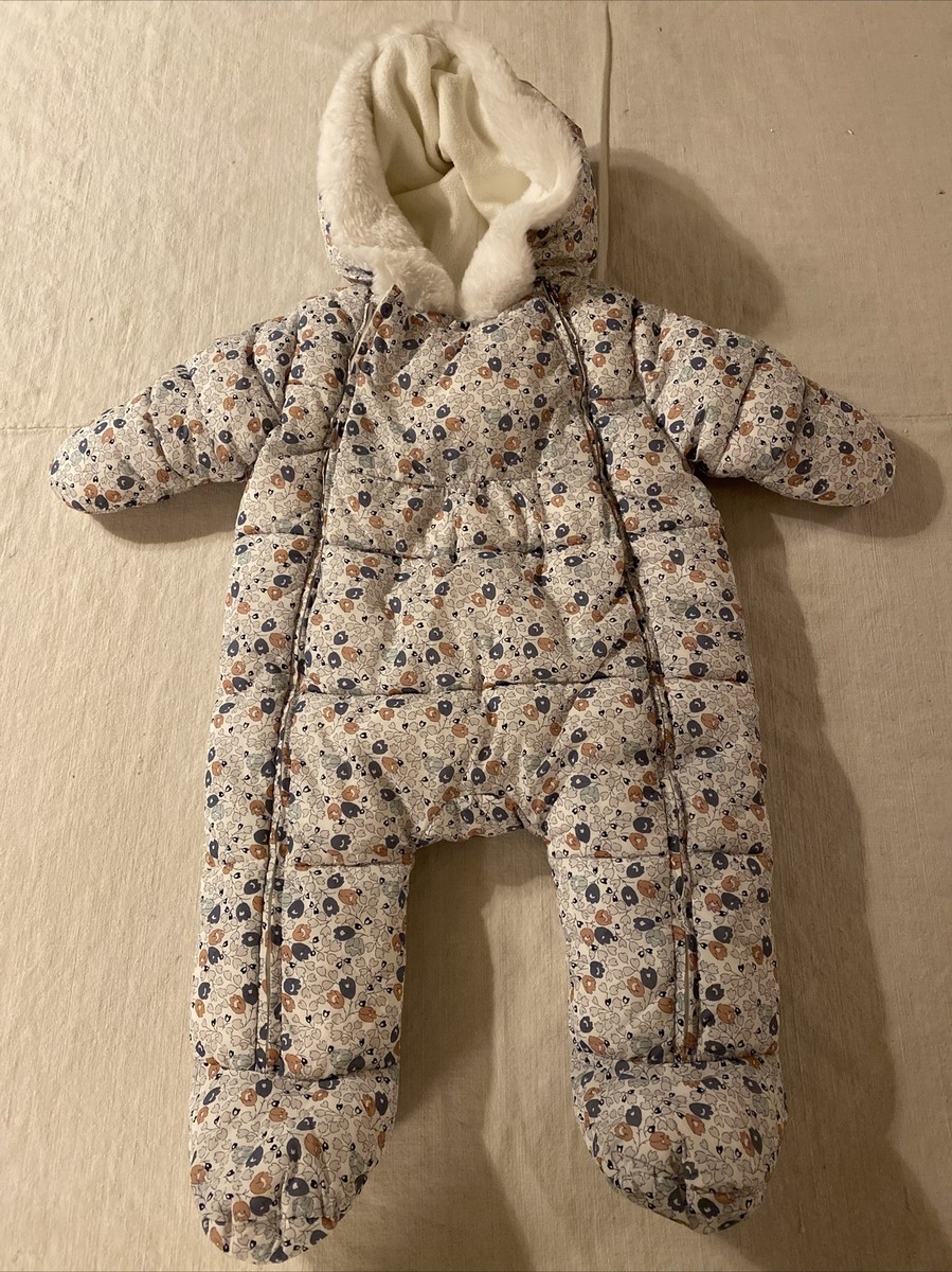 Jacadi Snowsuit Pramsuit Months Hood Two Zips Built In Gloves