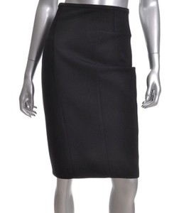 Straight Pencil Skirt Solid Black Italy 