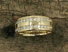 2Ct Round Cut Simulated Diamond Men's Wedding Band Ring 14K Yellow Gold Plated